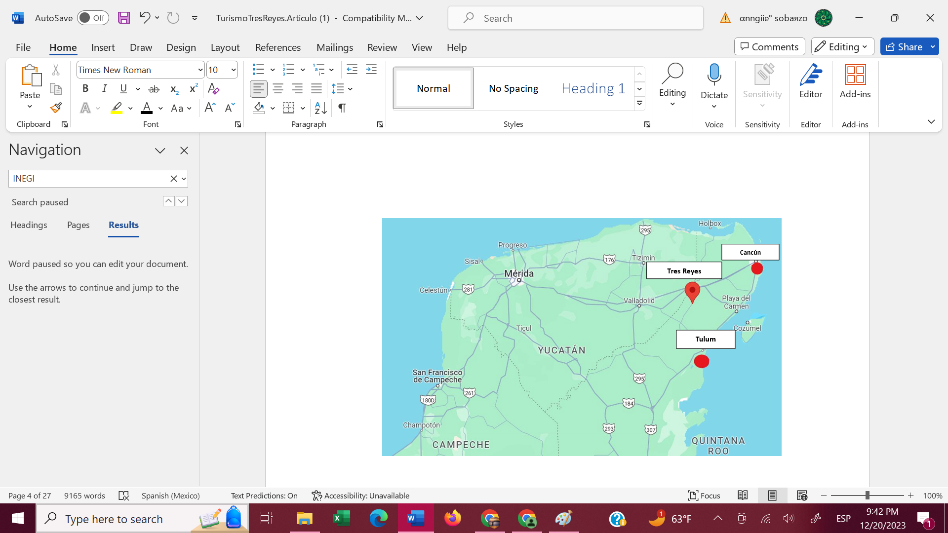 Mapa de ubicaci�n del pueblo de Tres Reyes y las ciudades de Canc�n y Tulum.