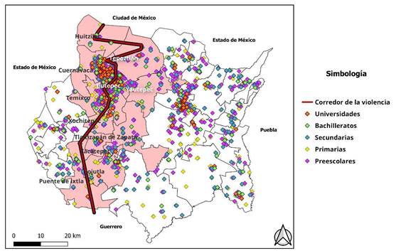 Corredor de la violencia en el Estado de Morelos