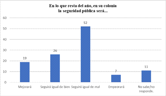 Expectativa sobre la seguridad p�blica en el vecindario en lo que resta del a�o