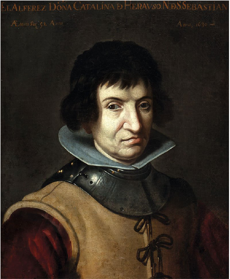 Retrato de Catalina de Erauso, La Monja Alferez, por Juan van der Hamen, c.1626, anteriormente atribudo a Francisco Pacheco.