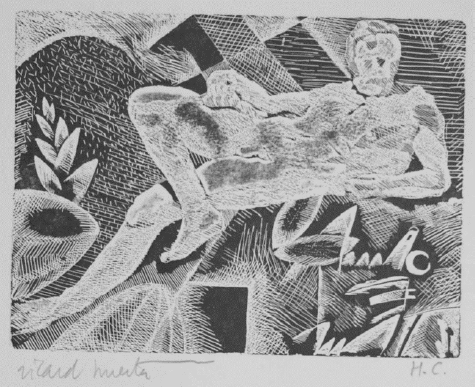 Primer grabado de la carpeta Llibre d&rsquo;Amic e Amat de Ricard Huerta (1984).