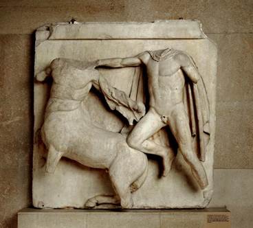 Lpita e centauro, mtopa do Parthenon, sc. V a.C. British Museum, Londres