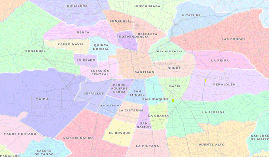 Comunas de Santiago, Regi�n Metropolitana, Chile