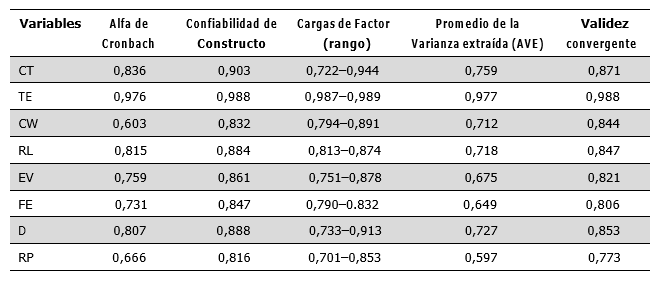 Resultados de anlisis del modelo de medicin