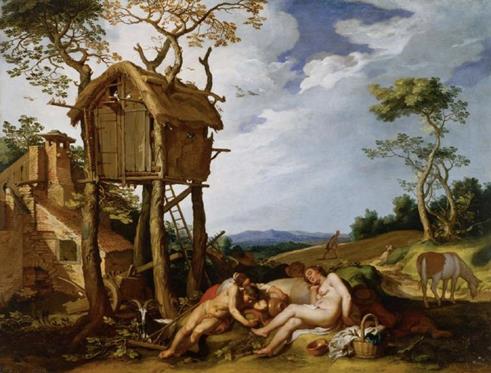 Abraham Bloemaert, La Parbola del trigo y la cizaa (1624, Baltimore, Walters Art Museum). leo sobre lienzo, 100 x 103 cm.