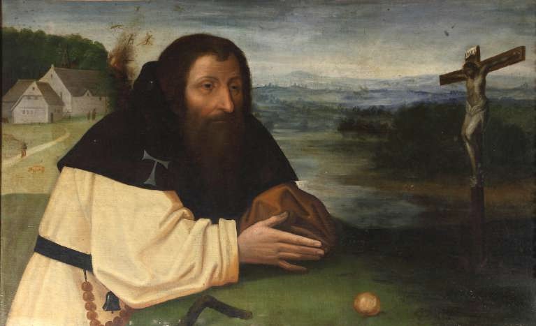 Annimo, despus de El Bosco, Las tentaciones de san Antonio Abad (s. XVII?, Real Monasterio de San Lorenzo del Escorial). leo sobre lienzo, 71 x 111 cm.