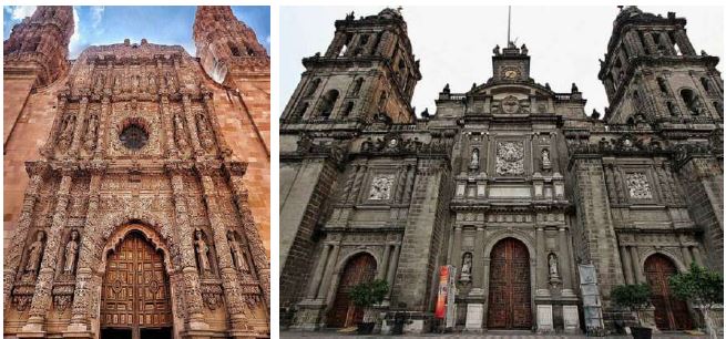 Izquierda: Catedral de Chihuahua, M�xico. Derecha: Catedral de M�xico.