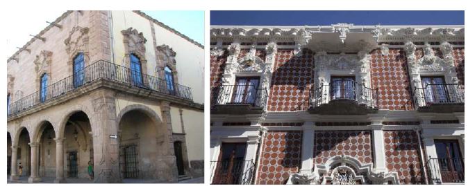 De izquierda a derecha: Palacio de Zambrano, Durango, M�xico. Casa del Alfe�ique, Puebla, M�xico.