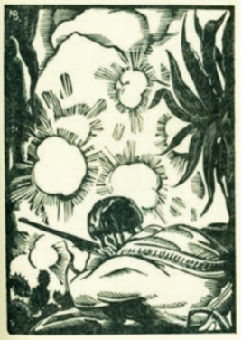 Grabado de Manuel Benet en Los de abajo. Espasa-Calpe, 1930, p. 221.