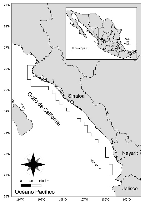 Área de pesca de la flota sardinera de Mazatlán. 