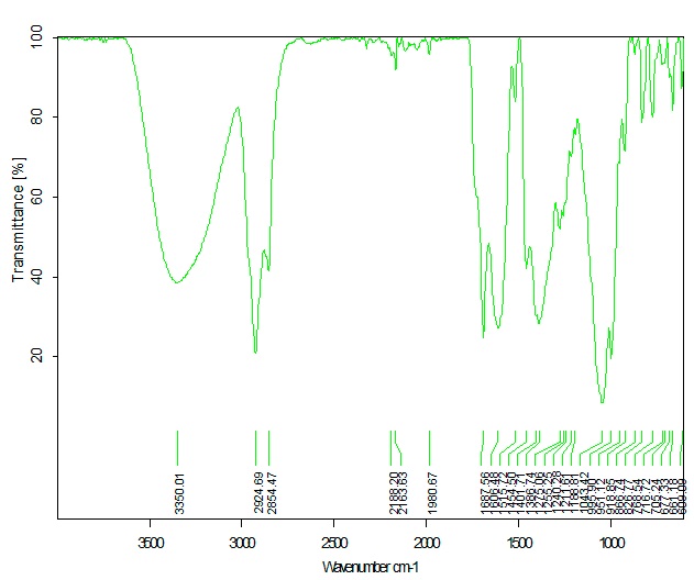FTIR espectro de Sambucus canadensis en el rango de 4000 to 600 cm-1. 