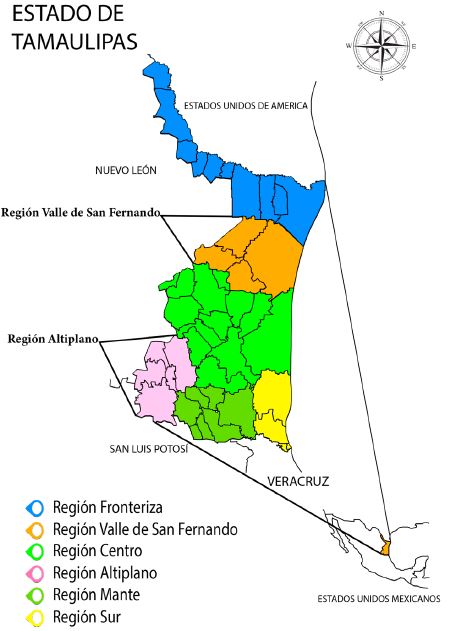 Regiones del estado de Tamaulipas. 