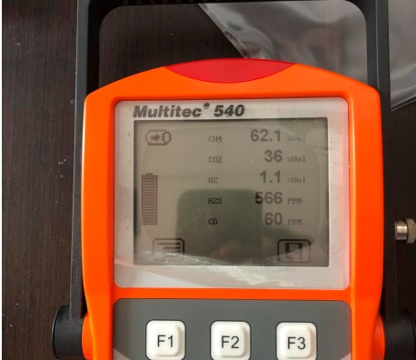 Multitec� 540 equipment used for the characterization of biogas from each of the experimental trials with the mixture of cattle manure and cheese whey.