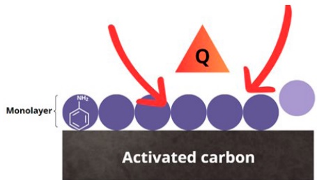 Possible mechanism of aniline adsorption on activated carbon (ACC, PAC, and GAC).  