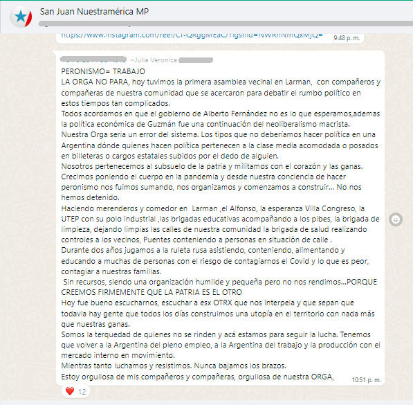 Captura de WhatsApp