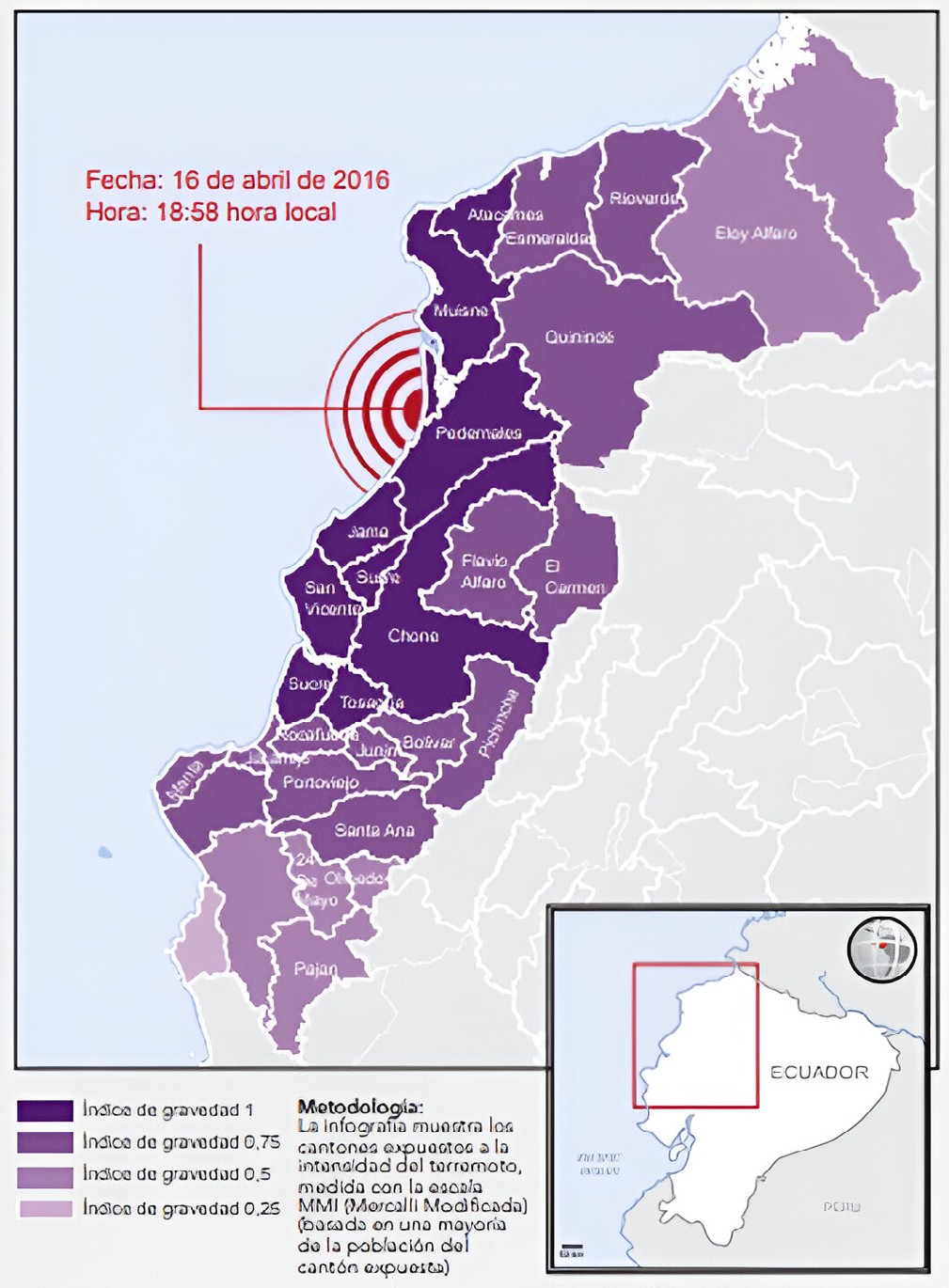 �rea de afectaci�n por terremoto