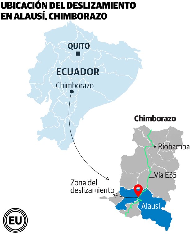 �rea de afectaci�n por deslizamiento - Alaus�