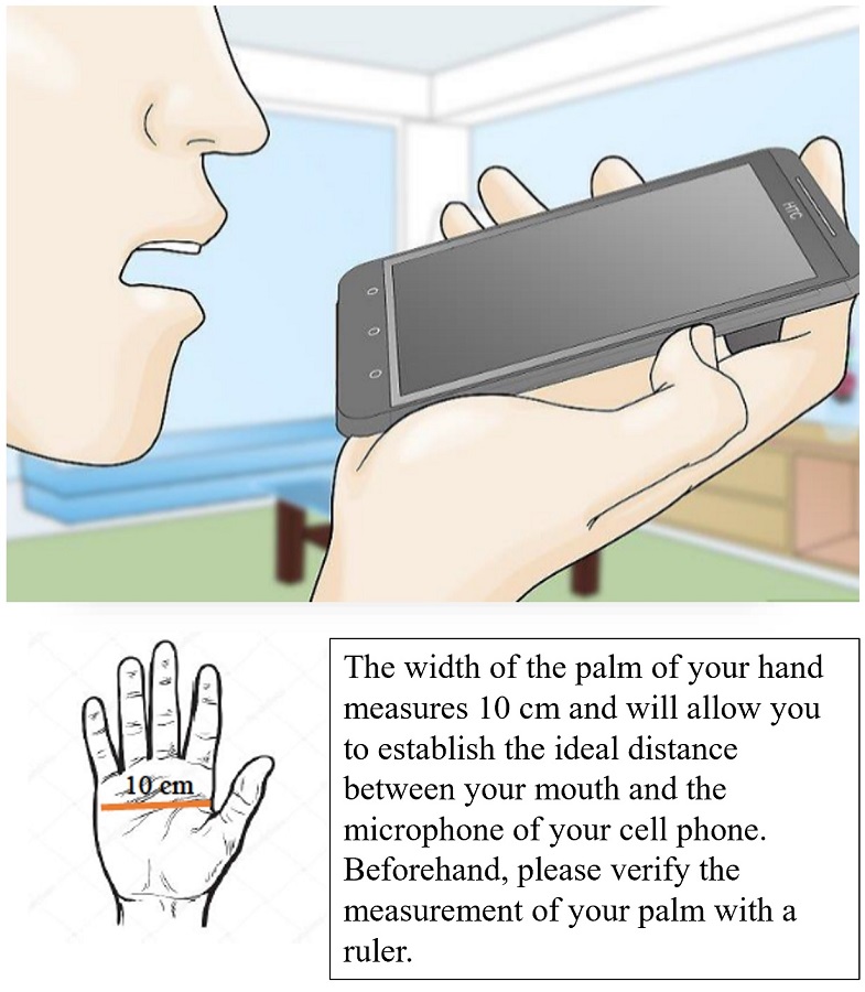 Position of the cell phone when recording the voice.