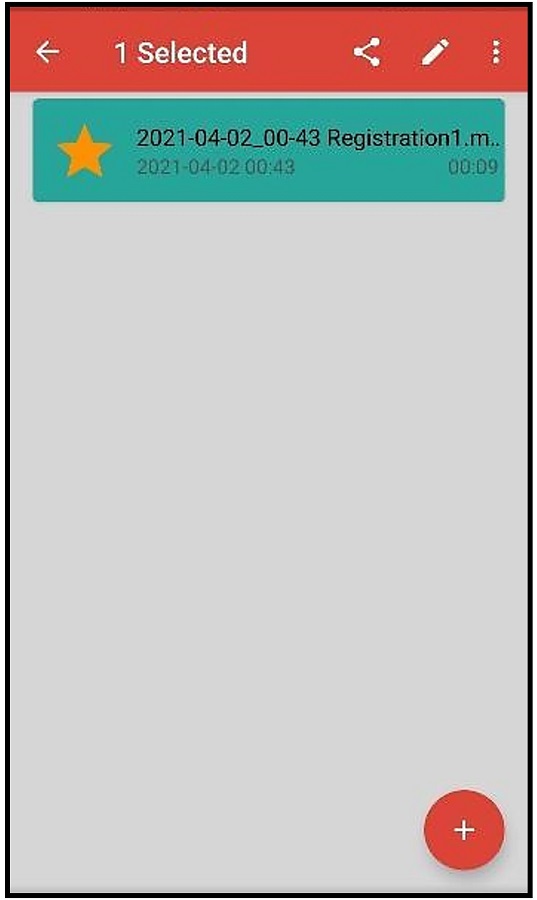 Audio Recorder: list of recordings.