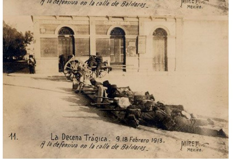(Fig. 11) &ldquo;La Decena Tr�gica. 9.18 de febrero de 1913&rdquo; &ldquo;A la defensiva de la calle de Balderas&rdquo;