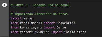 Importe de libreras para la creacin de la red neuronal.