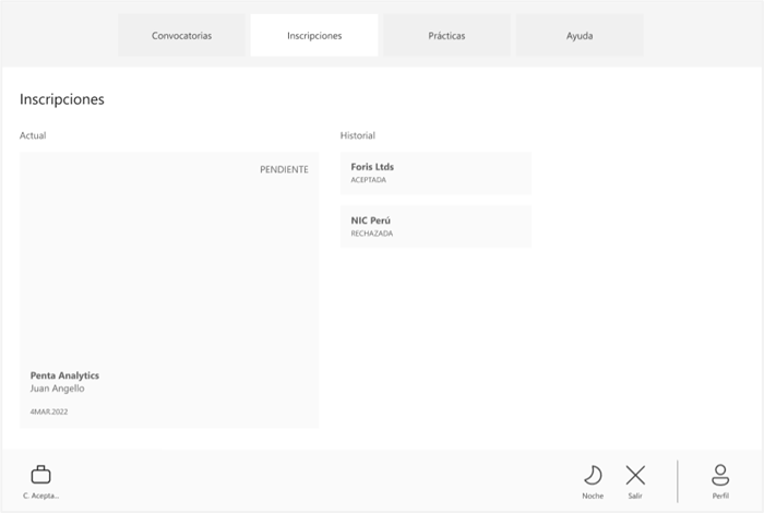 Dise�o de interfaz entregado en Sprint 2 en interfaz de inscripci�n para el practicante.