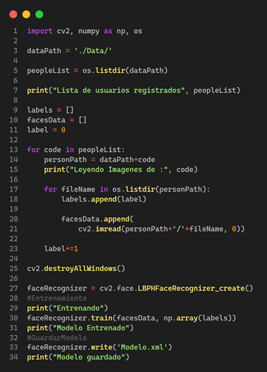 Script para el entrenamiento de la red con los datos de los individuos registrados