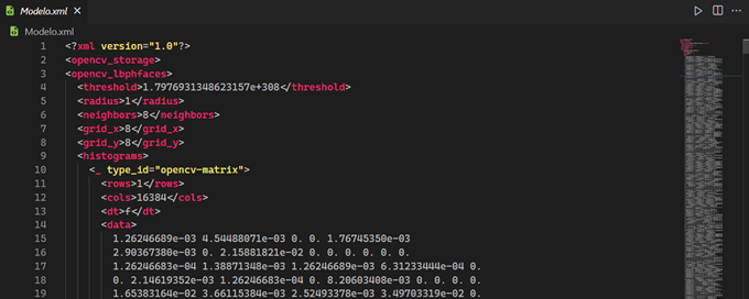 Modelo que contiene los valores numricos para que la red sea capaz de reconocer a los individuos registrados