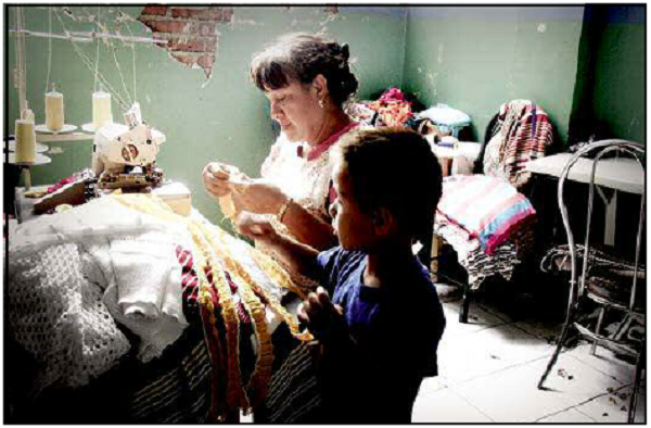 El trabajo dentro del taller
  familiar. 