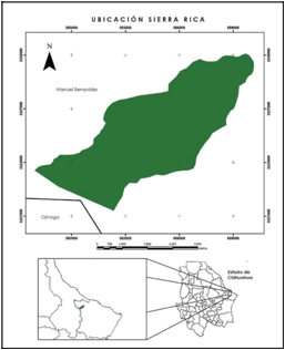 Ubicación de Sierra Rica, Manuel
Benavides, Chihuahua, México.