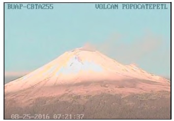 Exhalación de ceniza ocurrida el 25
de agosto 

 

con una altura de 1,273 m.