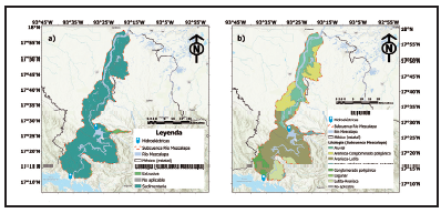 a) Caracter&iacute;sticas geol&oacute;gicas y b) litol&oacute;gicas del &aacute;rea  de estudio.