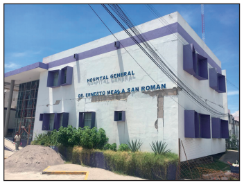 Hospital General Dr. Ernesto Meana San Román, en el municipio de Jojutla de Juárez, Morelos, dañado por el sismo de septiembre de 2017.