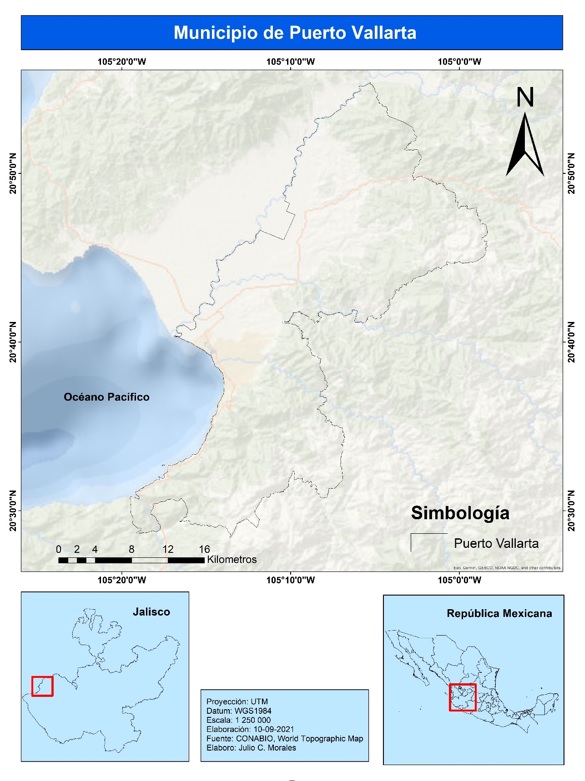 rea de estudio del municipio de Puerto Vallarta, Jalisco, Mxico.