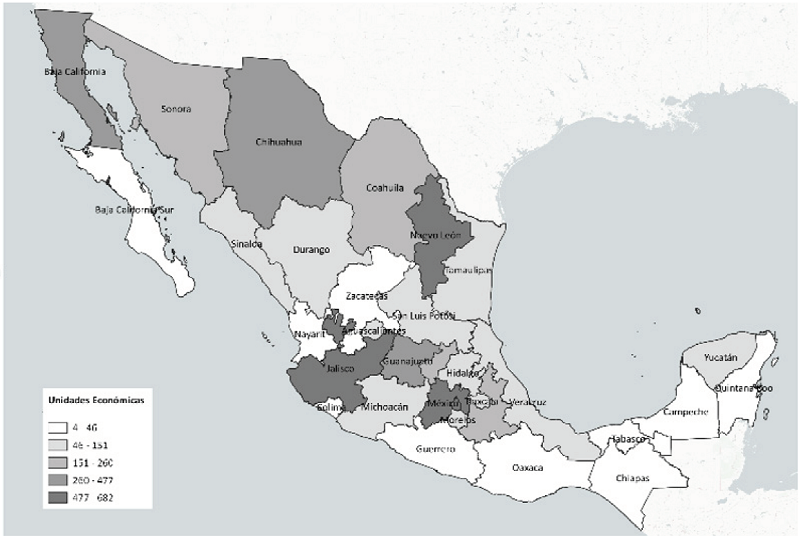 Posicionamiento de unidades económicas con relación a los tres sectores analizados