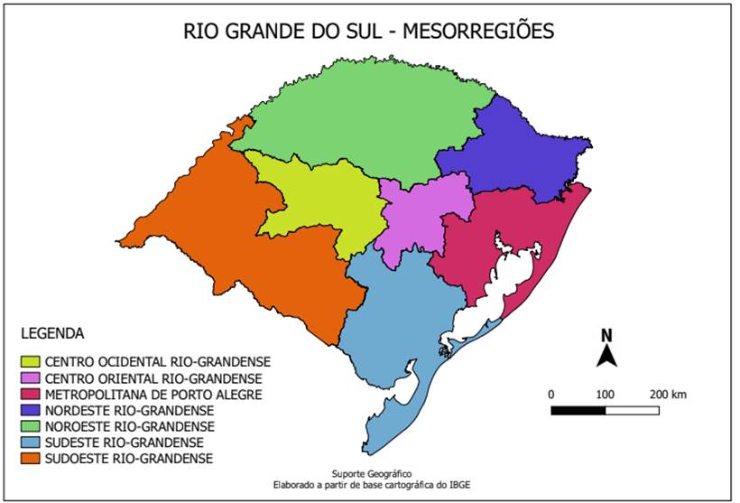 Localização geográfica da Mesorregião Noroeste Rio Grandense