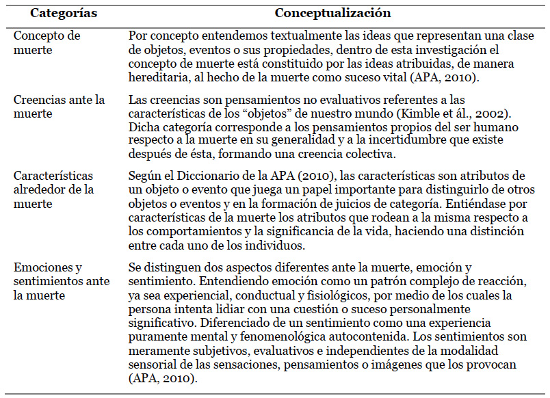 Conceptualizaci�n de las categor�as