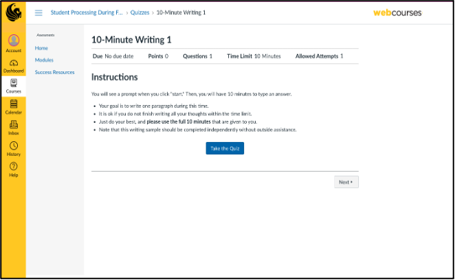Paragraph Drafting Quiz Instructions