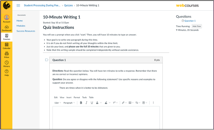 Timed Writing Canvas Qui