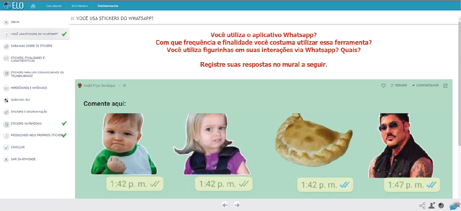 Figura 3: Módulo hipertexto no ELO, 2020.