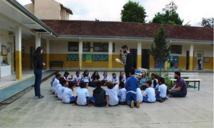 Figura 1: Reuni&atilde;o com alunos e bolsistas do LUME para discutirmos autorretrato, 2017.