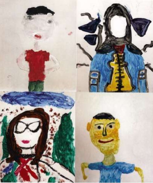 Figura 5: Conjunto de autorretratos pintados pelos alunos.