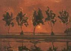 Figura 2 - Bomen aan het Gein: a lua nascente (1907, 1908) &ndash; Mondrian