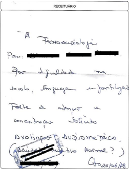 Figura 3 &ndash; A requisi��o de avalia��o audiom�trica de Helena.