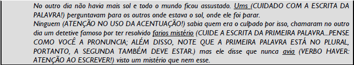 Quadro 3 &ndash; Exemplifica��o da estrat�gia de corre��o apontamento