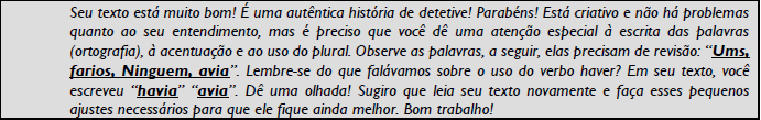 Quadro 4 &ndash; Exemplifica��o da estrat�gia de corre��o coment�rio