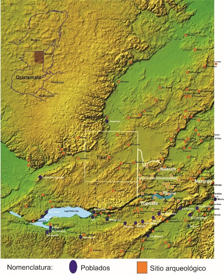 Ciudades mayas en el cuadrante noreste de Pet�n.