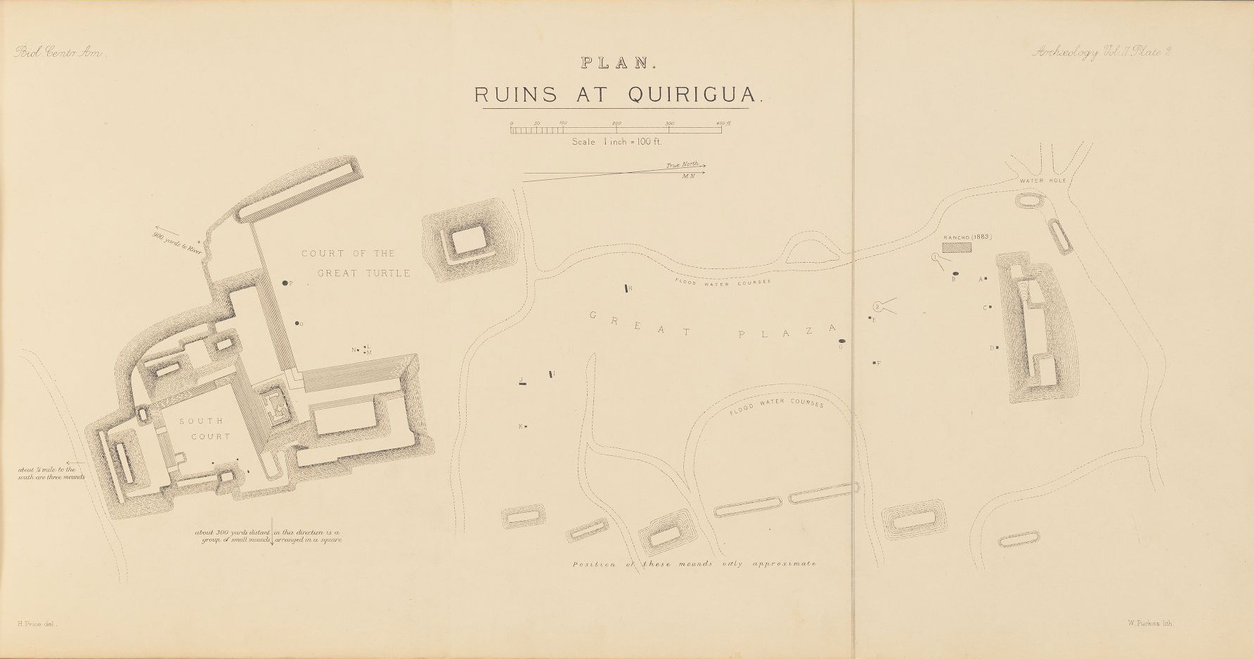 Plano de las ruinas de Quirigu