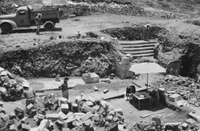 Restos del palacio de Quetzalpap�lotl previo a su reconstrucci�n. Teotihuac�n, M�xico