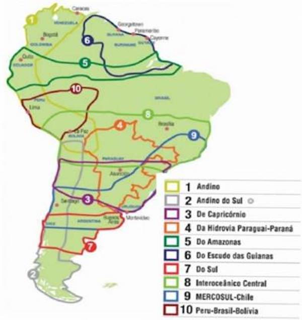Ejes de integración y desarrollo del Iirsa